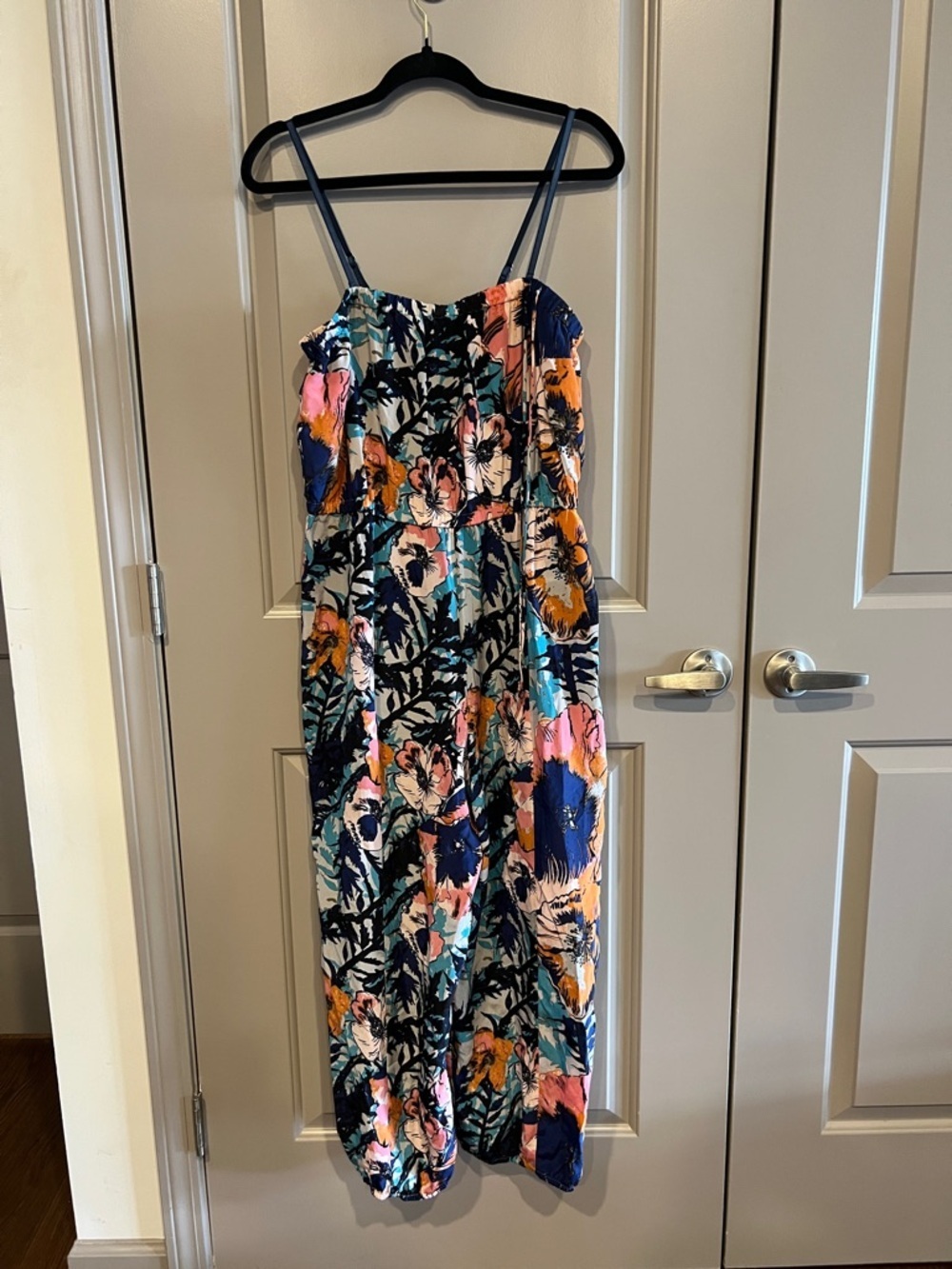 Plenty by Tracy Reese 100% Silk Floral Jumpsuit Boho Midi Spaghetti Strap